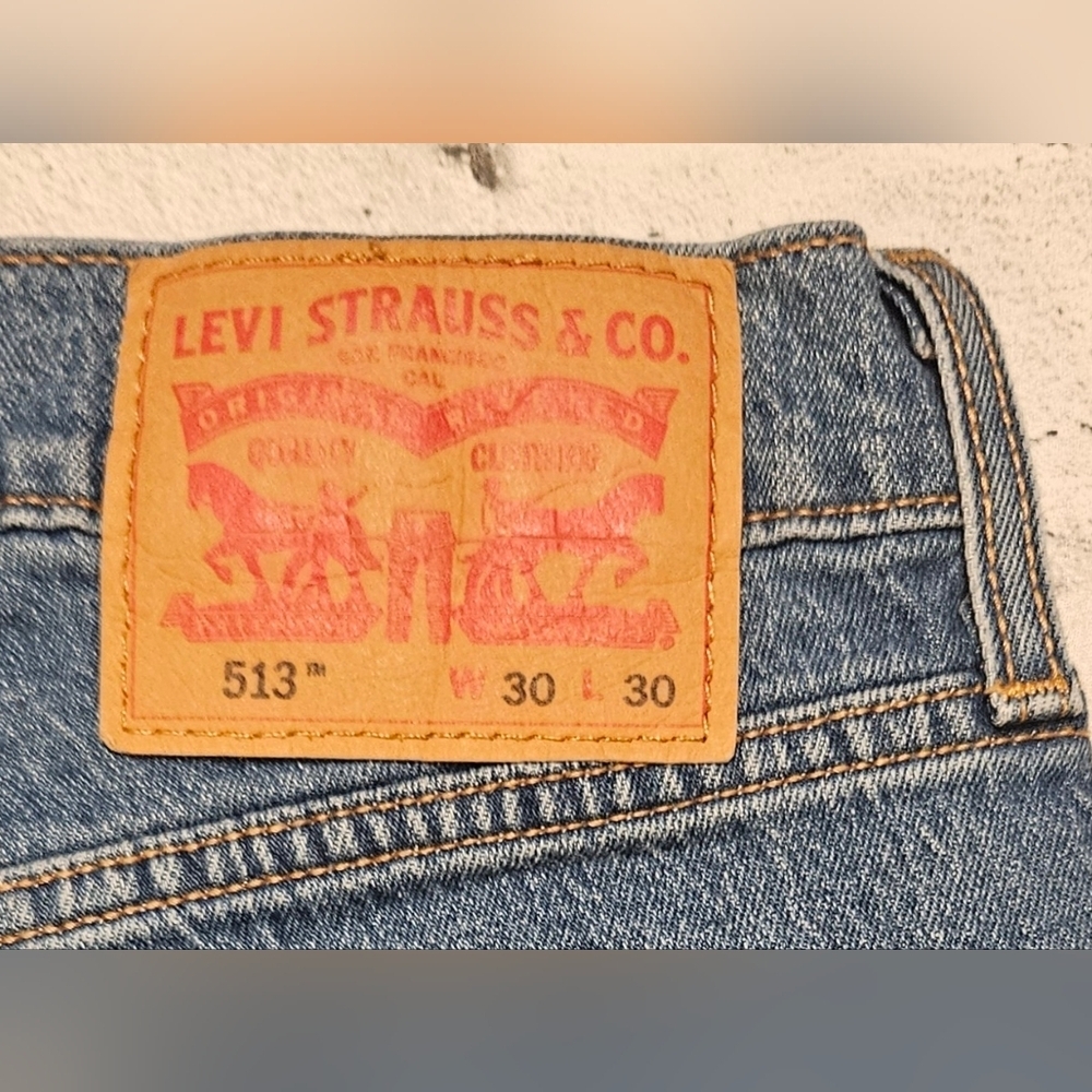 Levi’s 513 Slim Straight Jeans W30 Hemmed 27” Inseam Classic Blue - Picture 8 of 11